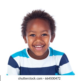 African Child Laughing Isolated On White Background