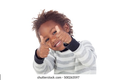 African Child Saying Ok Isolated On White Background