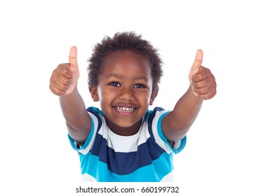 African Child Saying Ok Isolated On White Background