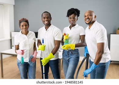 African Commercial Janitor Cleaning Staff. Cleaner Service