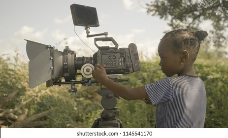 African Director Child Is Using Camera - Tamale/Ghana/Africa/08.05.2017