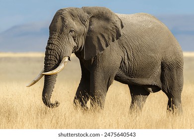 African Elephant Bull in the Ngorongoro Savanna, Tanzania Africa - Powered by Shutterstock