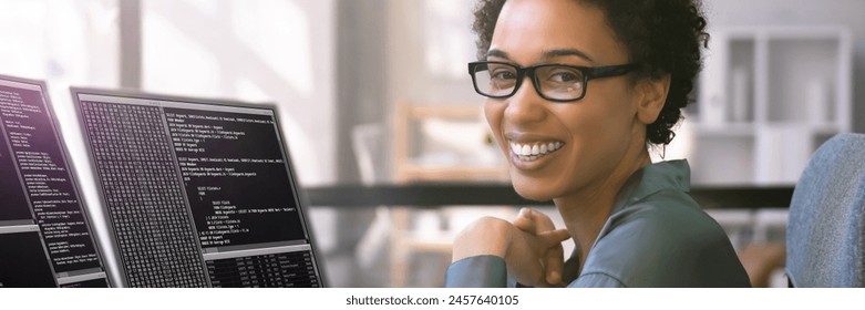 African female developer in web coding classes