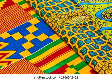 African Ghanaian Colourful Fabrics Stacked Pile Stock Photo 1966542451 ...