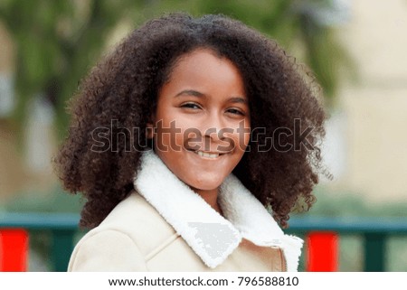 Pretty girl with long afro hair