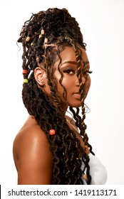African Girl With Color Braids