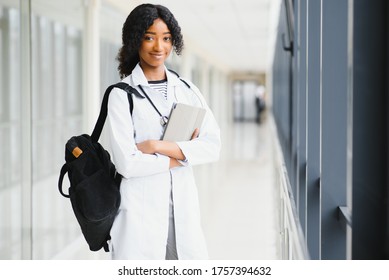 African girl medical school student. The concept of medical education and healthcare