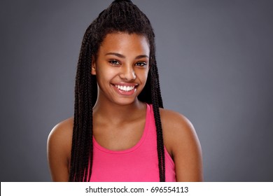 African Girl With Nice Smile And Straight White Teeth, Close Up