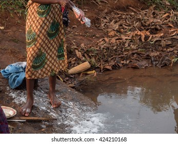 African Girl To The River In Malawi
