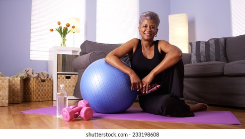 African grandmother happy after working out