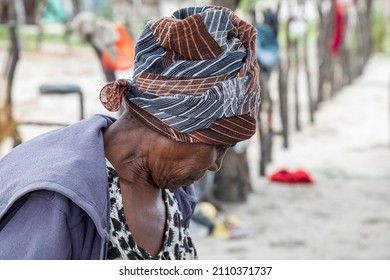 African Granny In Her Yard In A Village In Botswana