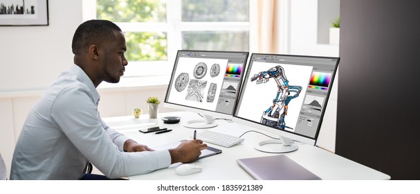 African Graphic Web Designer Using Design Editing Software - Shutterstock ID 1835921389
