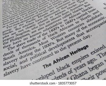 The African Heritage Chapter, From Black American Entry On World Book Encyclopedia, 1981 Publishing, USA. The Photo Was Taken In Solo, Indonesia On October 18, 2020.