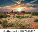 African houses in a poor area, ghetto living