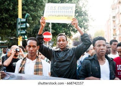 African Immigrants March Asking For Hospitality For Refugees Rome, Italy, 11 September 2015