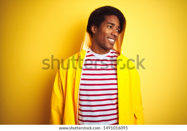 African Man Afro Hair Wearing Rain Stock Photo Edit Now 1491016091