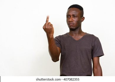 African Man Giving Middle Finger Up