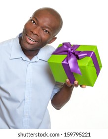 African Man Listening On A Gift