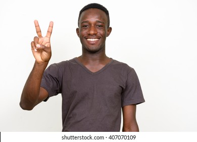 African Man Making Peace Sign