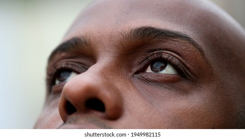 African Man Opening Eyes Close-up, Black Ethnicity Person Eye Open