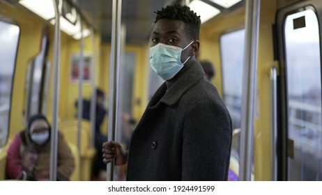 African Man Standing Subway Metro Wearing Stock Photo 1924491599 