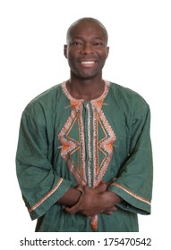 African man with traditional clothes and crossed arms  