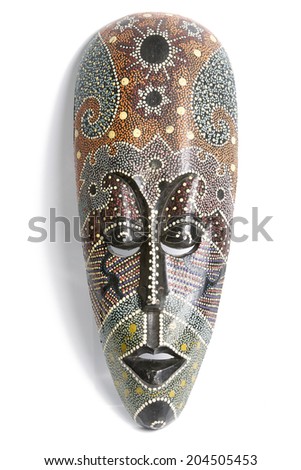 African Mask Isolated on White.