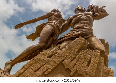 African Renaissance Monument, A 49 Meter Tall Bronze Statue Of A Man, Woman And Child, In Dakar, Senegal