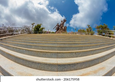 African Renaissance Monument, A 49 Meter Tall Bronze Statue Of A Man, Woman And Child, In Dakar, Senegal