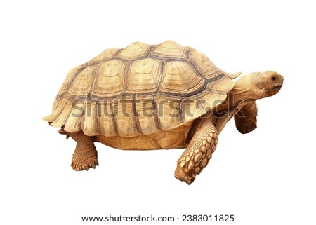 The African spurred tortoise (Centrochelys sulcata) isolated on white background. 
