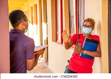 African Students In School Observing Physical Distancing