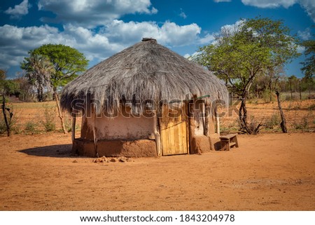 african traditional hut in a village in Botswana