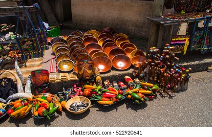 African Traditional Market With Handmade Souvenirs In South Africa 