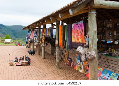 African Traditional  Market With Handmade  Souvenirs In South Africa At The Weekend