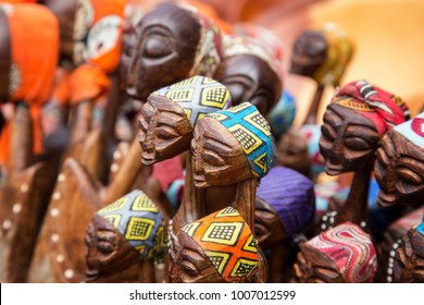 African Tribal Art For Sale At A Market Stall. THIS ARTWORK IS GENERIC AND WIDELY AVAILABLE AT MARKETS ACROSS SOUTH AFRICA. 