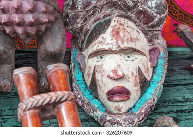 African Tribal Mask White A White Face