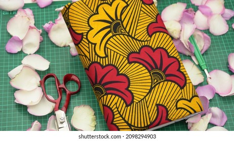 African Wax Ankara Fabric On A Craft Mat.