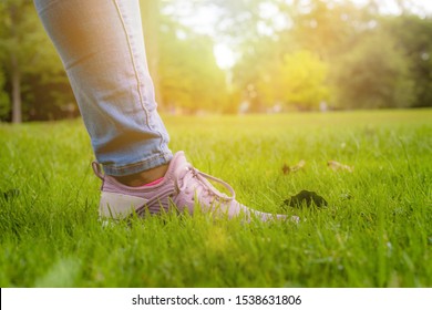 African Woman Afro American Woman Foot In Grass