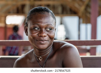 African Woman Enjoying Her Free Time At A Restaurant In Accra Ghana West Africa