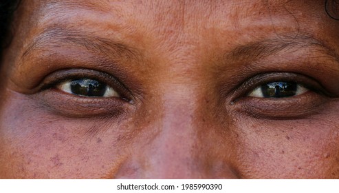 African Woman Eyes, Mature Black Person Macro Close-up