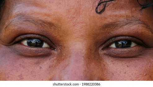 African Woman Eyes, Mature Black Person Macro Close-up