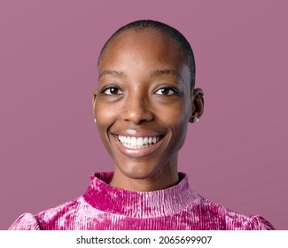 African Woman Face Photography, Skinhead Hairstyle