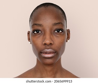 African Woman Face Photography, Skinhead Hairstyle