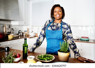 African woman in the kitchen