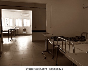 An African Woman Lying Down In A Third World Hospital. Mozambique, Africa