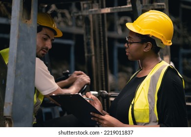 African Women Black Lady Engineer Staff Worker Working In Factory Industry