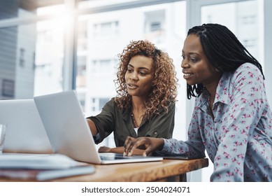 African women, laptop and mentor help for small business, research or creative startup for online design. Designer, affirmative action or website for internet service, project management and proposal - Powered by Shutterstock