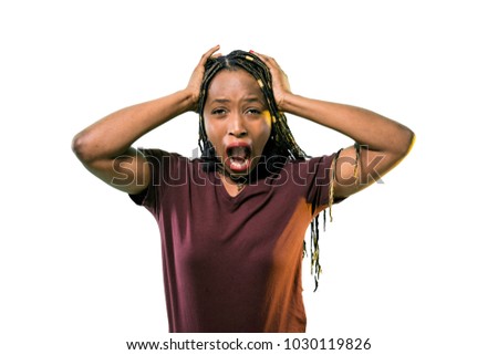 African young girl making expressions isolated