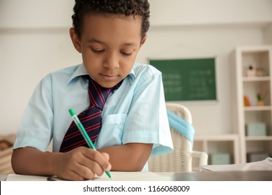 Africanamerican Boy Doing Exercise Classroom Stock Photo 1166068009 ...