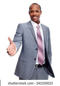 African-American businessman with a handshake. Business meeting